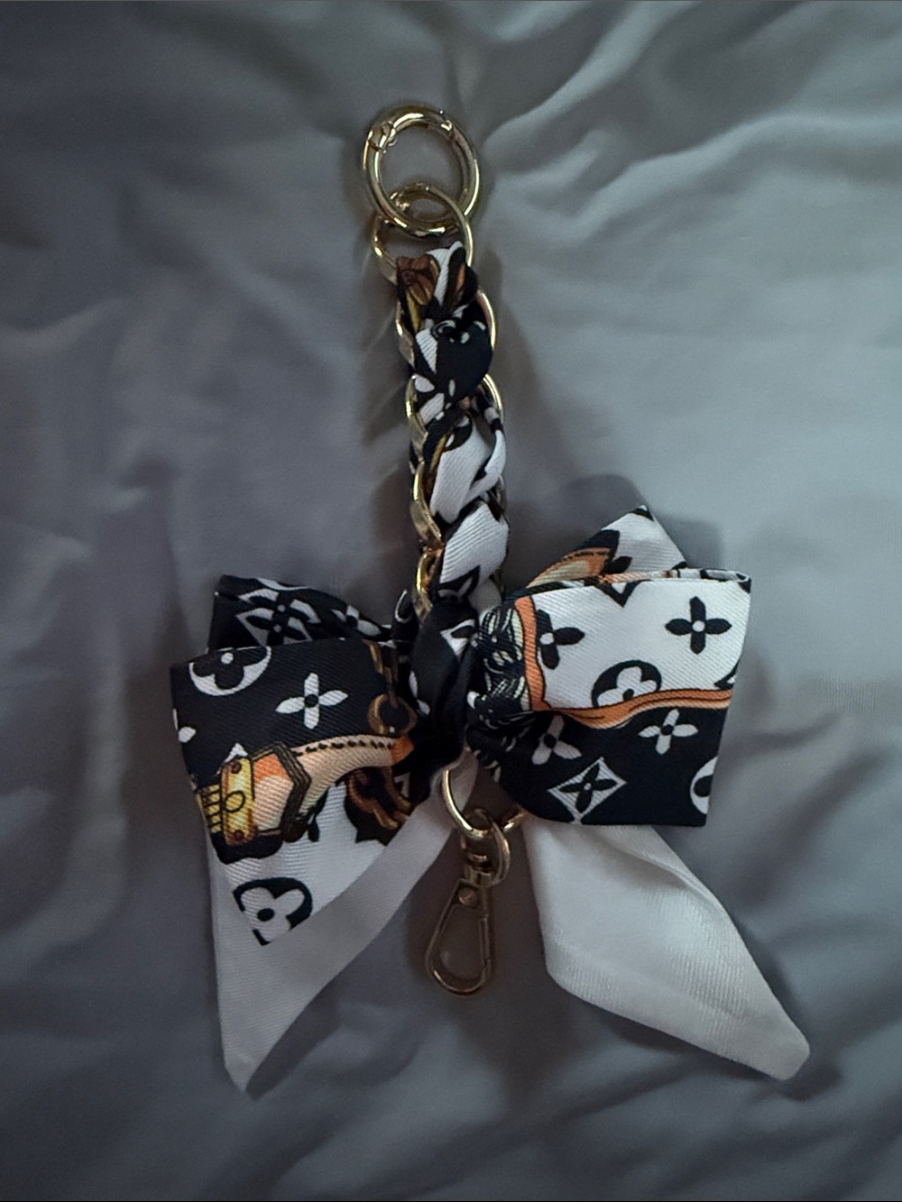 Black and White Bow Chain Key Charm - Women Accessories replica Louis flowers